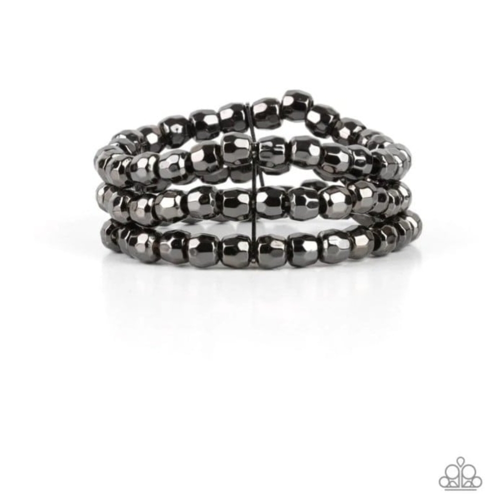 Magnetically Maven Black Bracelet Layered Paparazzi Metallic Beaded Bracelet